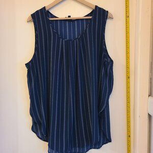Navy with white strip sleeveless top 2XL-A131